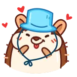 😍 erizo, lindo, sombrero, animal, dibujos animados, corazones telegram sticker