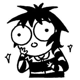 ☺️ desenho animado, personagem, quadrinho, menina, preto e branco whatsapp sticker