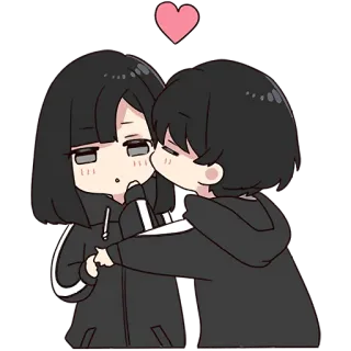 😍 pareja, amor, beso, lindo, romance, dibujos animados, relación whatsapp sticker