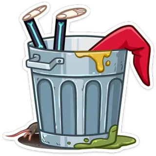 🗑 spazzatura, bidone, immondizia, rifiuti, cartone animato, ratto, elfo, morte telegram sticker