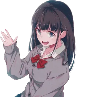 🤯 动漫, 女孩, 校服, 挥手, 可爱 telegram sticker