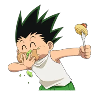 🍖 Gon Freecss Hunter x Hunter Gon Freecss, Hunter x Hunter, anime, eating, food, cartoon telegram sticker
