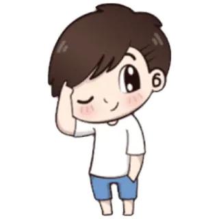😁 dessin animé, garçon, clin d'oeil, décontracté, mignon, illustration telegram sticker