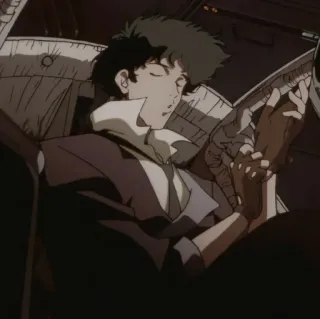 🖇 Spike Spiegel Cowboy Bebop Anime, Cowboy Bebop, Spike Spiegel, adormilado, descansando, dibujos animados telegram sticker