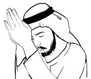 🙏 prayer, religious, muslim, islamic, man, traditional clothing, sketch telegram sticker