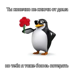 🐦 Ты конечно не ключи от дома 
но тебя я тоже боюсь потерять ペンギン, 花, 漫画, 面白い, 愛 telegram sticker