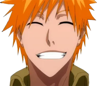 😁 Ichigo Bleach Anime, Manga, Bleach, Ichigo, Kurosaki Ichigo, lächelnd, orange Haare telegram sticker