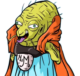 😛 H & M Инопланетянин, Мультик, Зеленый, Монстр, Смешной, Странный telegram sticker