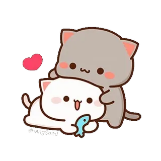 ❤️ 猫, 桃子, 拥抱, 爱心, 可爱, 卡通, 鱼 whatsapp sticker