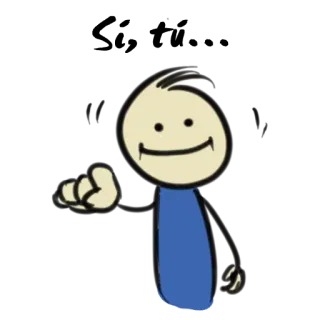 ☺️ desenho animado, boneco palito, sorrindo, gesto de mão, engraçado, bobo telegram sticker