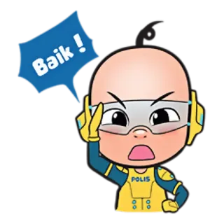 ✌ Baik ! Dessin animé, Police, Choqué, Lunettes, Exclamation telegram sticker