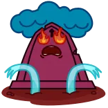 😡 Kartun, Gunung berapi, Menangis, Marah, Api, Awan telegram sticker