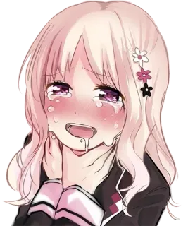 🤤 Anime, Huilend, Meisje, Verdrietig, Tranen telegram sticker