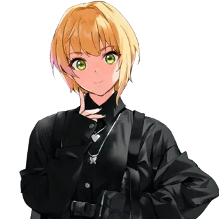 🍑 Anime, Fille, Personnage, Cheveux Courts, Collier telegram sticker