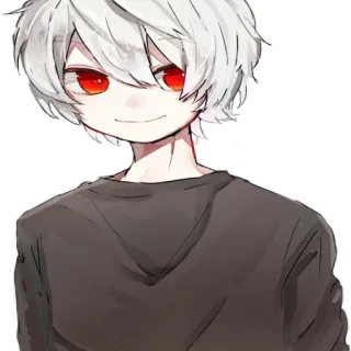 🙂 anime, cartoon, character, manga, white hair, red eyes telegram sticker