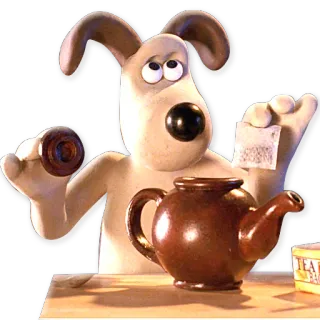 ☕️ Gromit Wallace & Gromit dog, tea, cartoon, stop motion, claymation telegram sticker