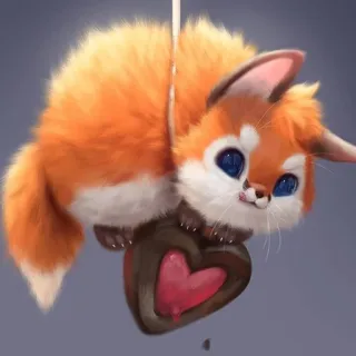 😋 fox, animal, heart, cute, kawaii, cartoon, chocolate telegram sticker