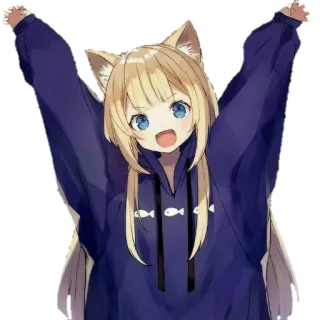 😼 Аниме, Нэкомими, Мило, Каваи, Девушка, Аниме Девушка, Уши telegram sticker