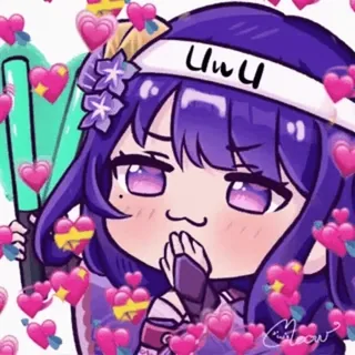 💜 UwU cute, anime, chibi, hearts, kawaii telegram sticker
