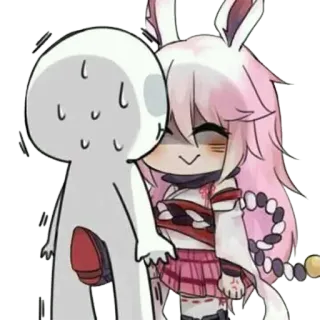 ☺️ anime, imut, pasangan, merah muda, kartun telegram sticker
