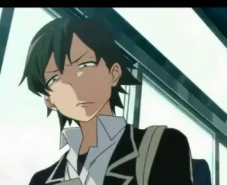 ⛓ Hachiman Hikigaya My Teen Romantic Comedy SNAFU Anime, Charakter, schwarze Haare, männlich, ernst, Schuluniform whatsapp sticker