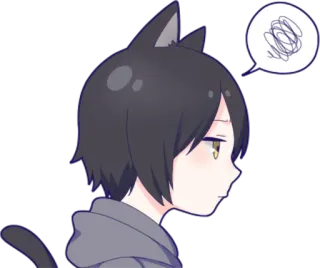 🤔 Anime, Chico gato, Sticker, Confundido, Arte digital, Dibujo animado, Manga telegram sticker