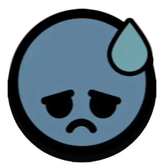😔 悲伤, 表情符号, 蓝色, 汗, 不开心, 情绪化 telegram sticker