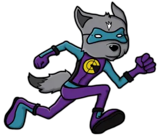 🤜 Cartoon, Wolf, Superheld, Laufen, Tier, Maskottchen telegram sticker