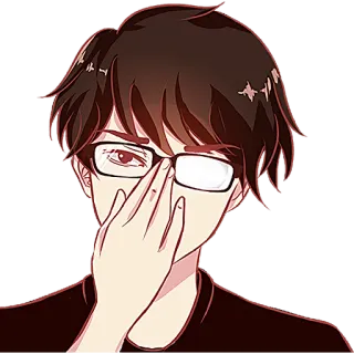 👁 Anime, Kacamata, Seringai, Karakter, Potret telegram sticker