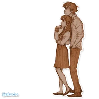 🤔 @afavoice para, stojący, anime, kreskówka, ilustracja telegram sticker