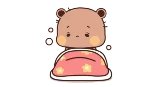 🍩 bear, cute, kawaii, sleepy, blanket, cartoon, animal telegram sticker