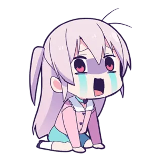 😭 Anime, Chibi, Chorando, Triste, Kawaii, Desenho animado, Adesivo telegram sticker