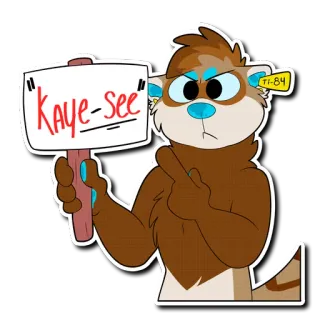 😠 "Kaye-see" Выдра, Мультфильм, Животное, Рисунок, Фурри, Знак, Имя telegram sticker