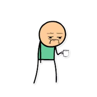 😥 Cyanide and Happiness, Strichmännchen, Kaffee, traurig, Cartoon telegram sticker