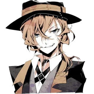 😏 Chuuya Nakahara Bungou Stray Dogs Anime, Charakter, Hut, Porträt telegram sticker