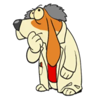 🤔 chien, scientifique, dessin animé, animal, blouse blanche, réflexion, chien dessin animé telegram sticker