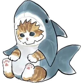 🤤 кот, котёнок, акула, костюм, животное, милый telegram sticker