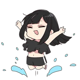🥳 Gadis anime, Kartun, Ceria, Melompat, Lucu, Animasi telegram sticker