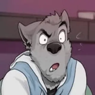 🤨 furry, angry, cartoon, animal, wolf whatsapp sticker