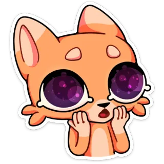 🤩 Dessin animé, Renard, Autocollant, Mignon, Animal, Galaxie, Yeux telegram sticker
