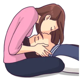 😘 couple, love, affection, romance, cartoon telegram sticker