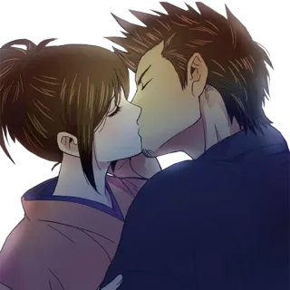 ❤️ casal, beijo, anime, romance, amor, afeto whatsapp sticker