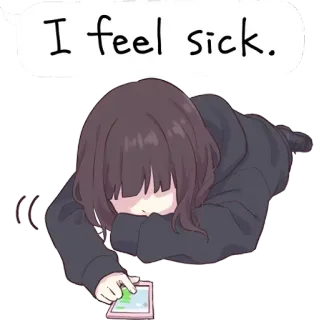 🤒 I feel sick. 生病, 伤心, 动漫, 卡通, 数字艺术 whatsapp sticker