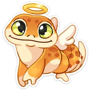 😇 ящерица, ангел, нимб, крылья, милый, животное, мультфильм telegram sticker