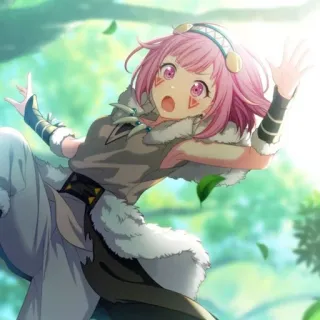 😧 anime girl, pink hair, fantasy, forest, cartoon, woman whatsapp sticker