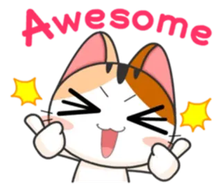 👍 Awesome chat, génial, mignon, autocollant, kawaii, joyeux whatsapp sticker