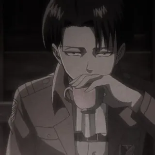 ☕ Levi Ackerman Attack on Titan anime, attack on titan, levi ackerman, tea, military uniform telegram sticker