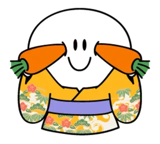🐯 carota, occhi, carino, illustrazione, personaggio, kimono telegram sticker