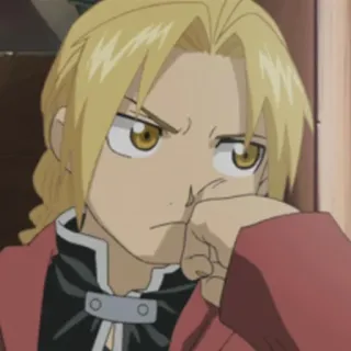 😕 Edward Elric Fullmetal Alchemist อนิเมะ, เอลริค, แขนกลคนแปรธาตุ, โกรธ, ตัวละคร telegram sticker