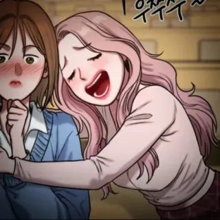👙 우쭈쭈 Frau, Umarmung, Zuneigung, Cartoon, Mädchen, Koreanisch telegram sticker